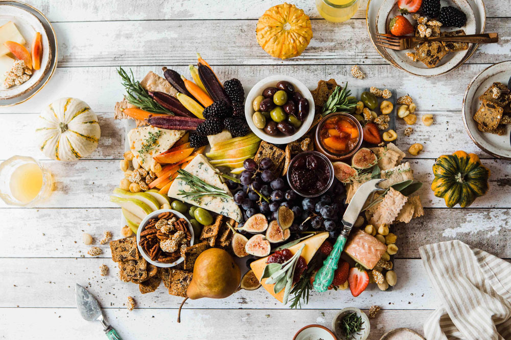 Platter full of fall foods for holidays