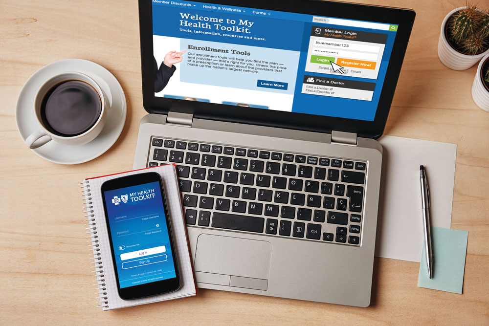 Computer and cell phone with My Health Toolkit open