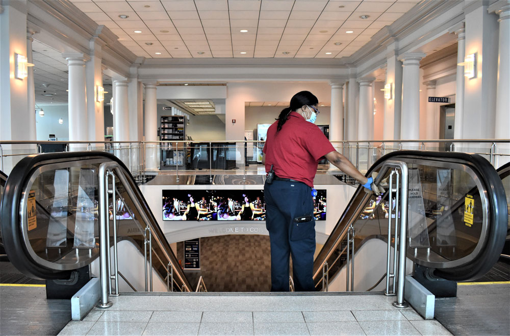 Worker cleans Columbia airport