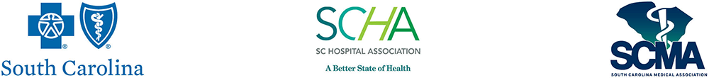 BlueCross, SC Hospital Association, and SC Medical Association logos