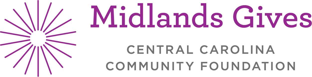 Logo for Midlands Gives:, a purple star with the words Midlands Gives next to it and the words Central Carolina Community Foundation