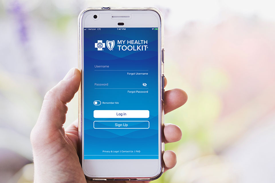 Cell phone opens My Health Toolkit app